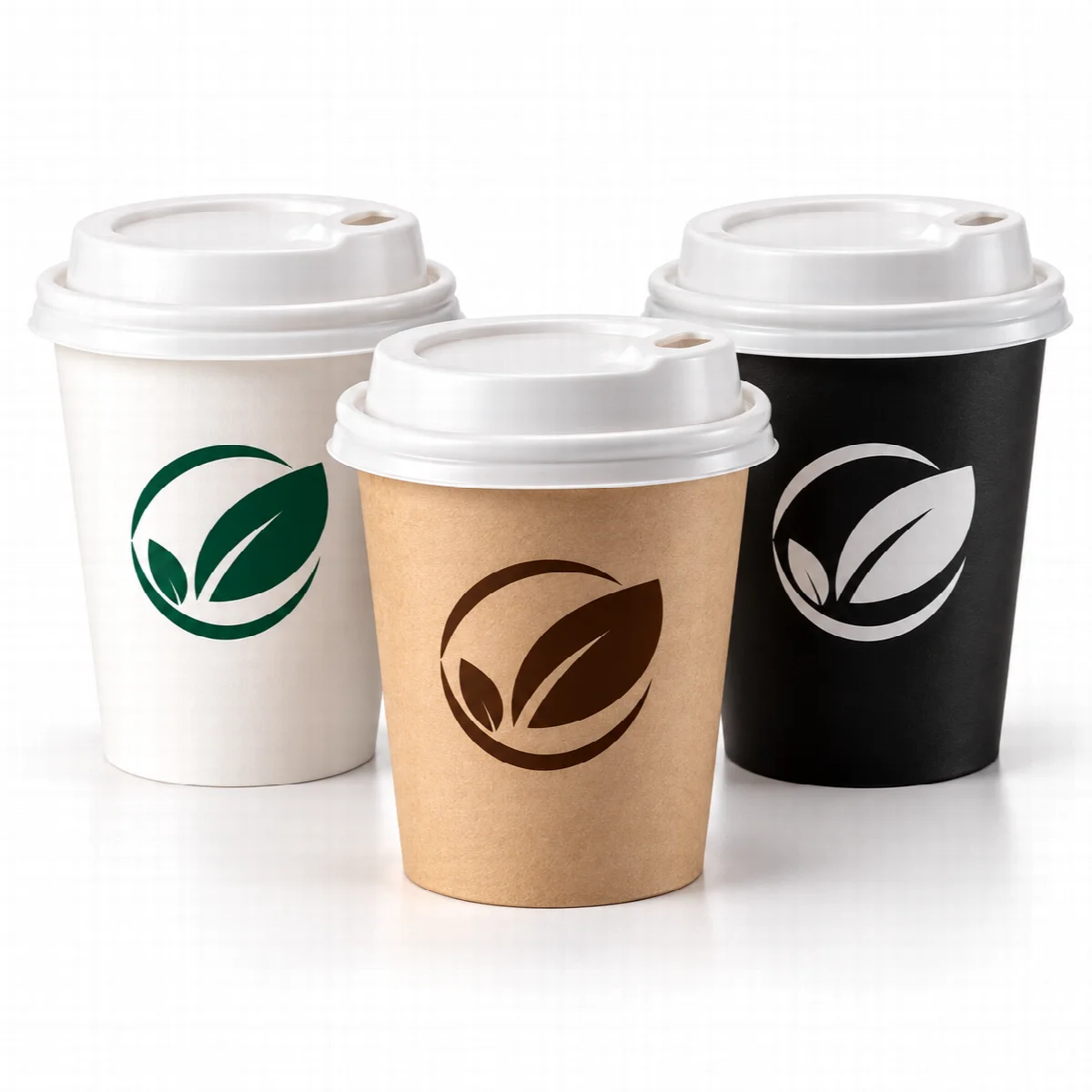 Sablon Paper Cup 8 Oz Warna Putih, Hitam & Kraft